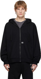 Izzue Black Quilted Back Zip-Up Hoodie