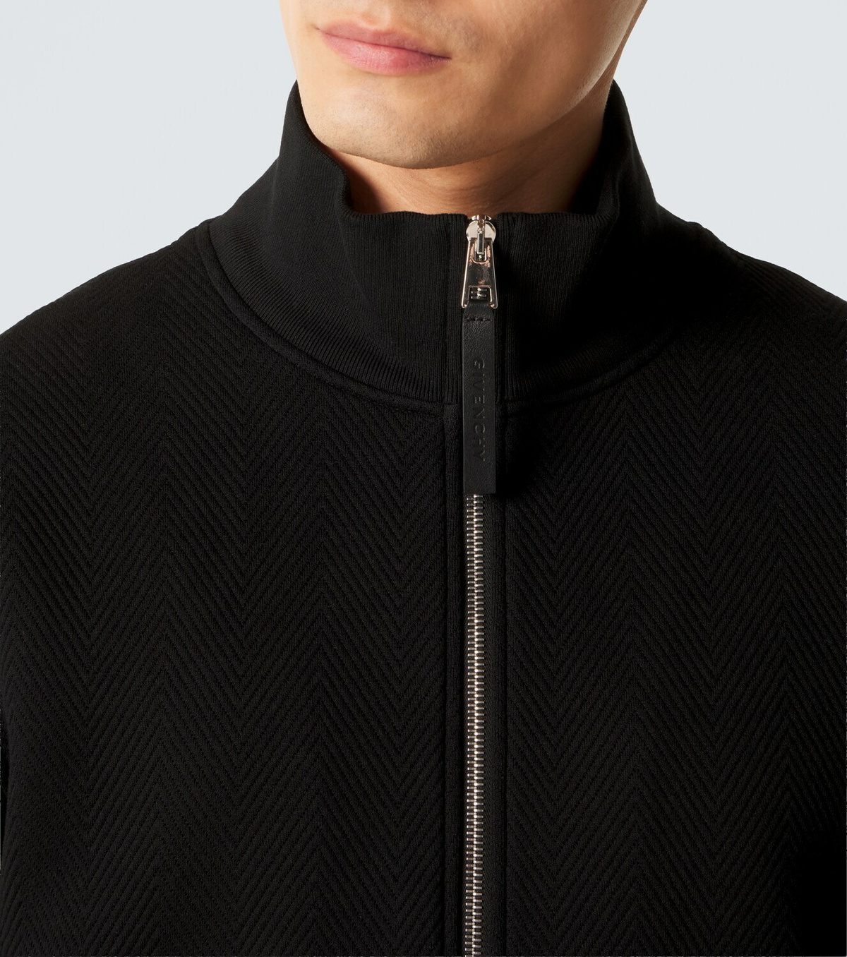 Givenchy Herringbone cotton-blend zip-up sweater