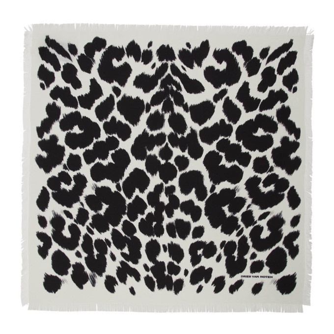 Photo: Dries Van Noten Off-White and Black Silk Handkerchief