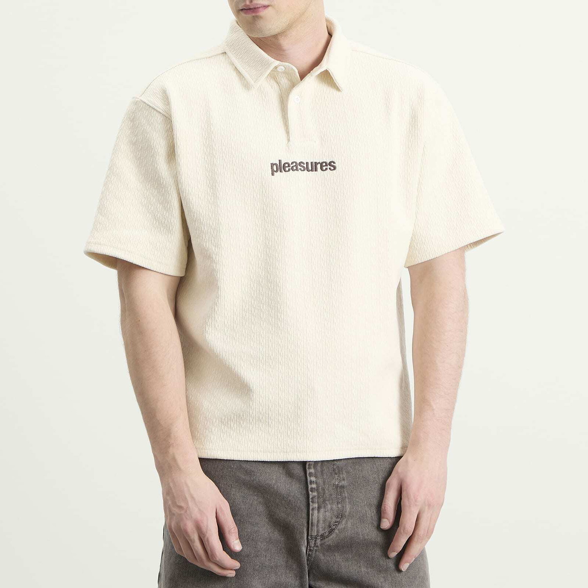 Pleasures Men's Cable Polo in Ecru