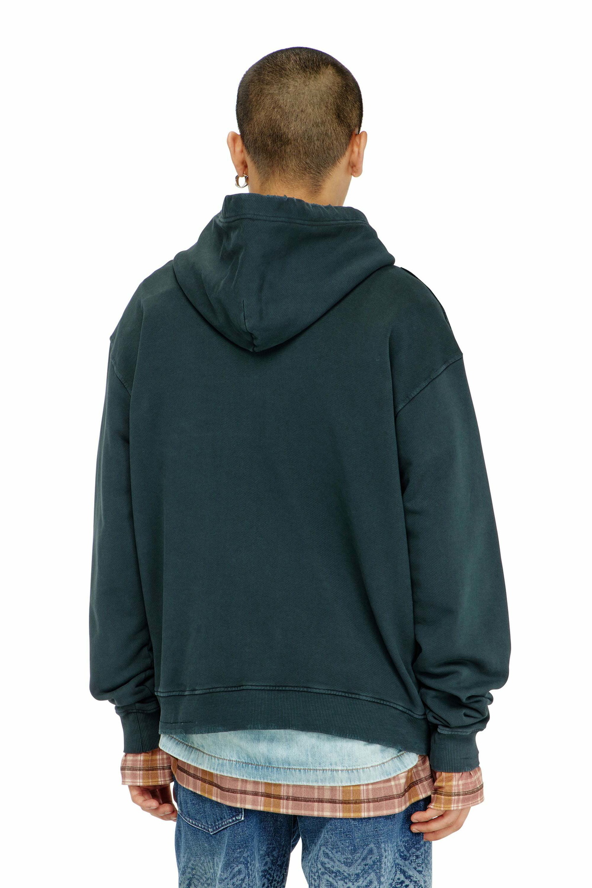 Diesel Hoodie with rips and crystal details - Sweaters Mens in Green