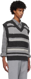 C2H4 Gray & Black Hollow Out V-Neck Knit Vest