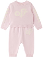 Off-White Baby Pink Rounded Sweater & Lounge Pants