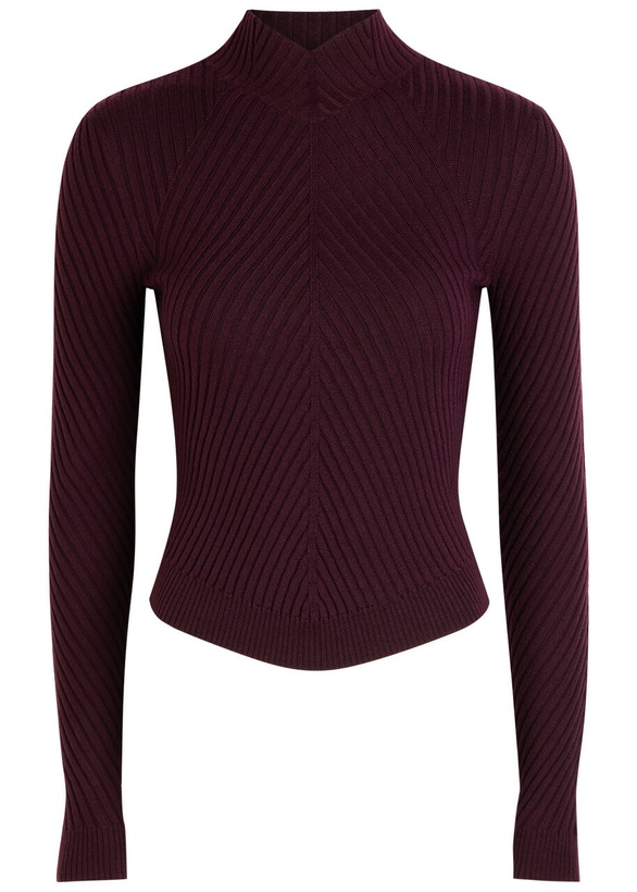 Photo: Victoria Beckham Ribbed Merino Wool top Burgundy