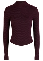Victoria Beckham Ribbed Merino Wool top Burgundy
