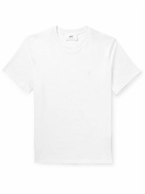 Photo: AMI PARIS - ADC Logo-Embroidered Organic Cotton-Jersey T-Shirt - White