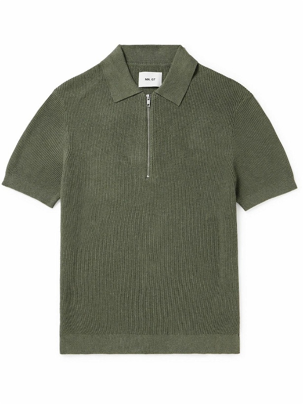 Photo: NN07 - Hansie 6600 Ribbed Organic Cotton Polo Shirt - Green