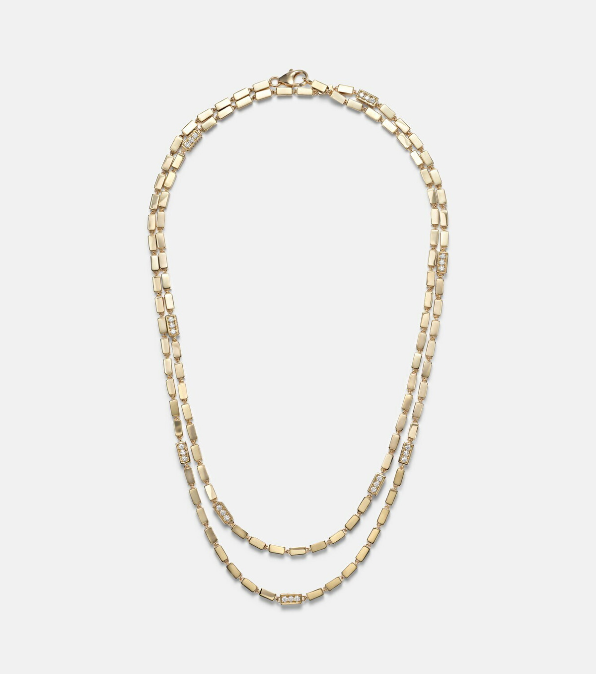 Suzanne Kalan Block-Chain 18kt gold necklace with diamonds