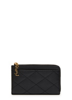 Saint Laurent Quilted Pebbled Leather Card Holder - Black - One Size