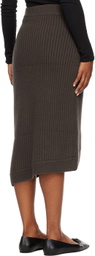 LVIR Brown Unbalanced Midi Skirt