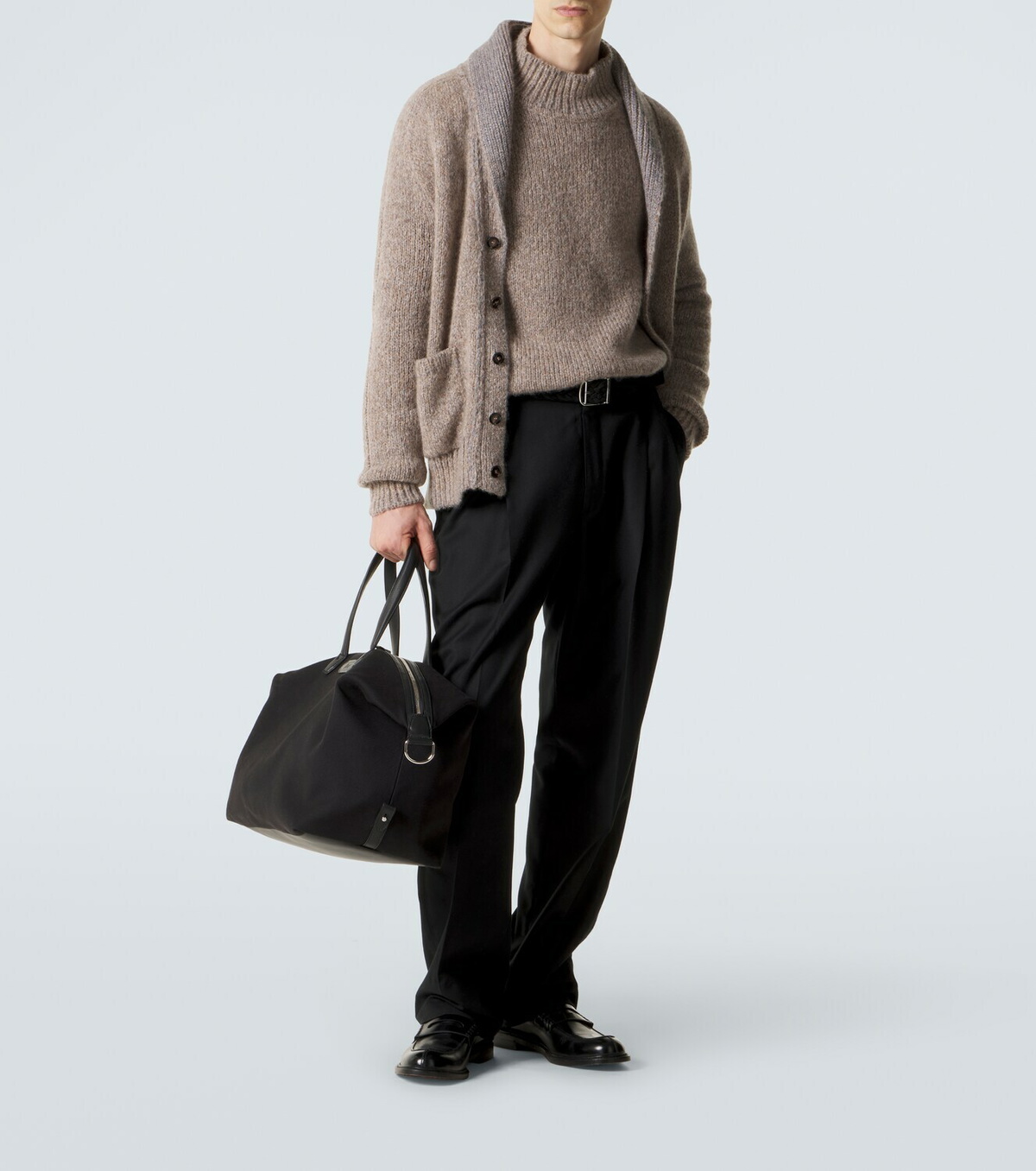 Brioni Leather-trimmed canvas duffel bag