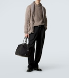 Brioni Leather-trimmed canvas duffel bag