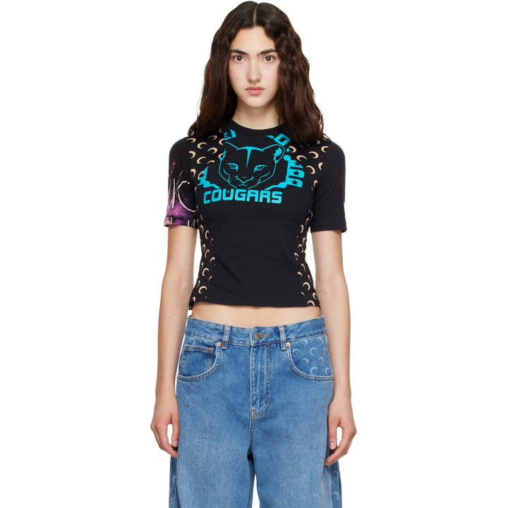 Photo: Marine Serre Black Regenerated Graphic Jersey Baby Fit T-shirt