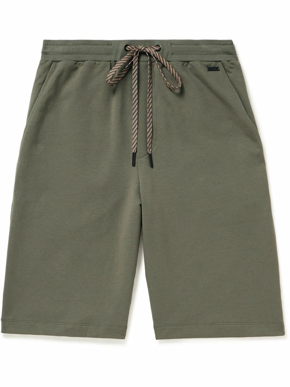 Photo: Hanro - Natural Living Straight-Leg Stretch Organic Cotton-Jersey Drawstring Shorts - Green
