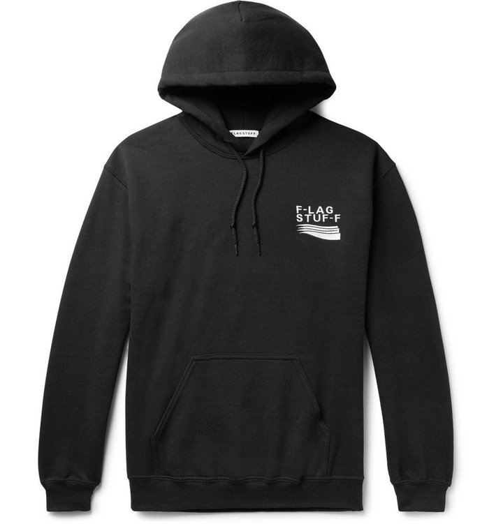 Photo: Flagstuff - Logo-Embroidered Printed Fleece-Back Cotton-Blend Jersey Hoodie - Men - Black