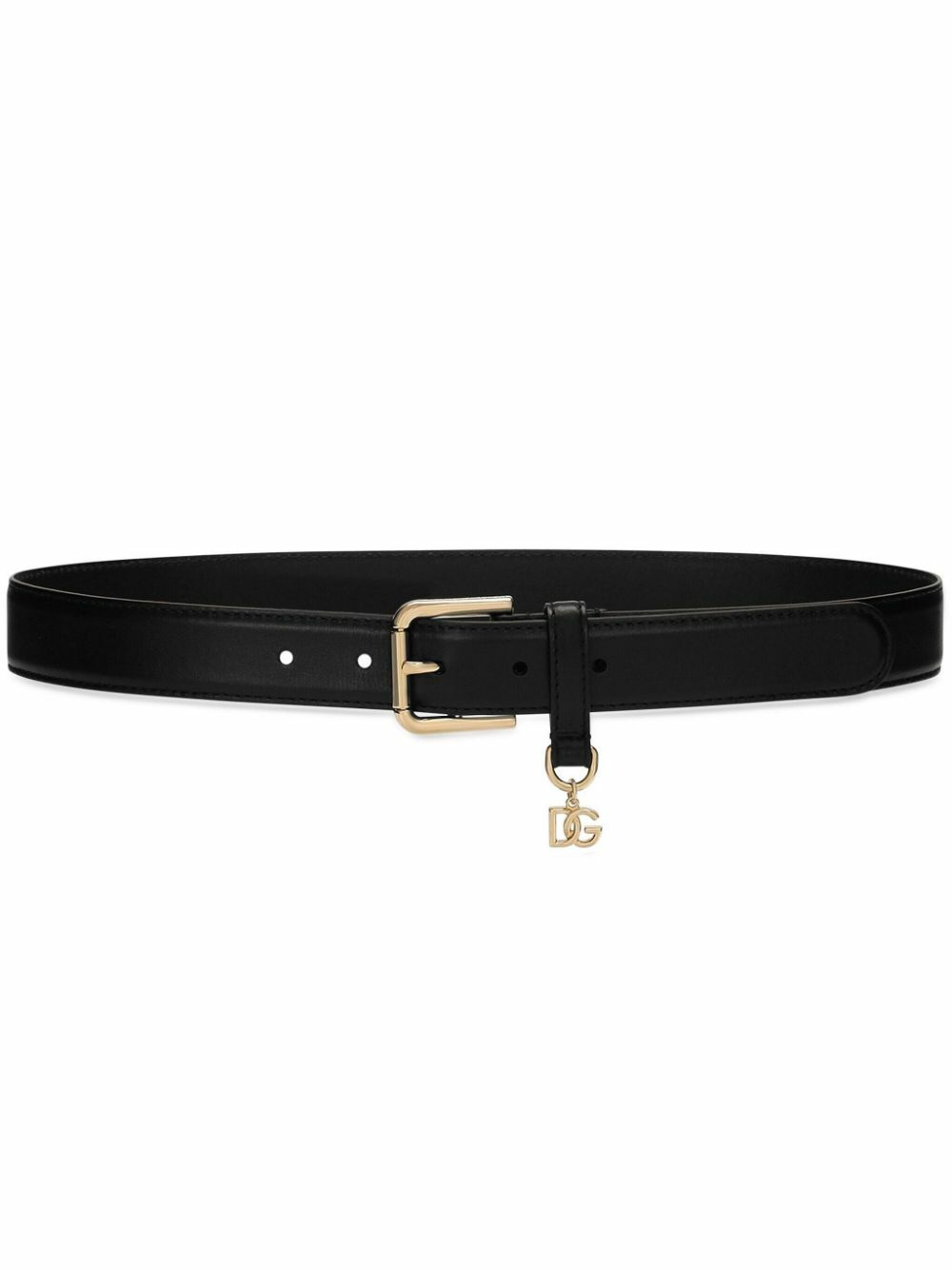Dolce & Gabbana Black Leather Belt with Gold DG Charm DG charm belt in Black for Women | Dolce&Gabbana® US main image 3