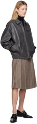 LE17SEPTEMBRE Gray Spread Collar Faux-Leather Jacket