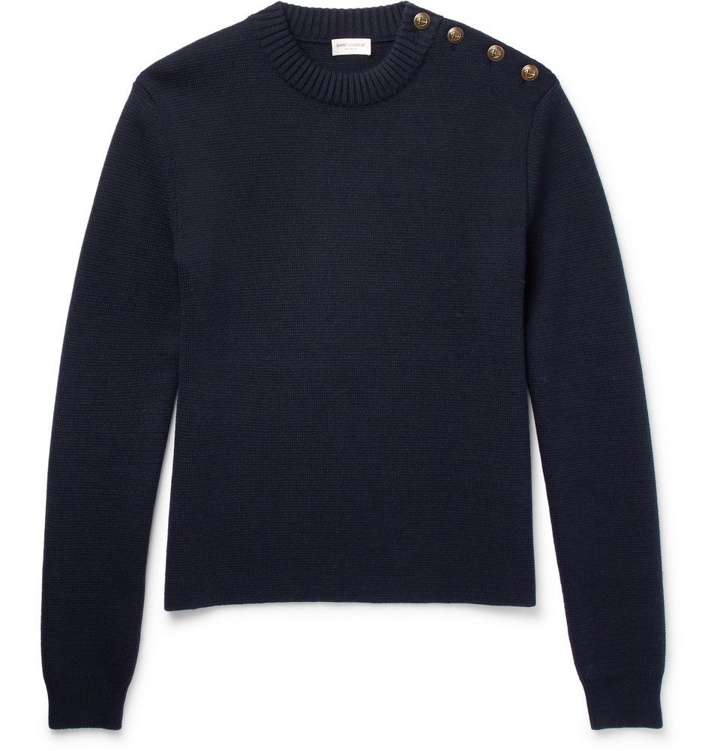 Photo: Saint Laurent - Button-Detailed Wool Sweater - Navy