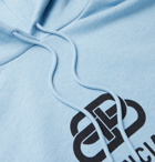 Balenciaga - Oversized Logo-Print Loopback Cotton-Jersey Hoodie - Blue