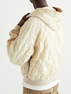 KAPITAL - Shell-Trimmed Printed Cotton-Jersey Zip-Up Hoodie - Neutrals