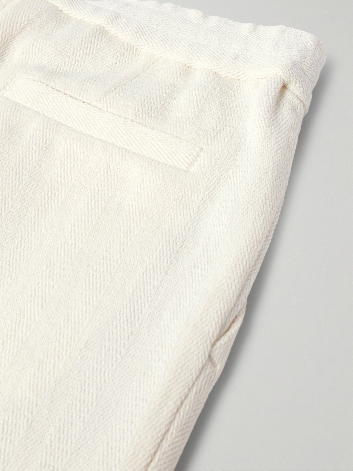 Brunello Cucinelli - Straight-Leg Pleated Herringbone Cotton and Linen-Blend Drawstring Bermuda Shorts - White