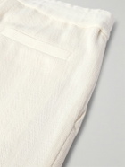 Brunello Cucinelli - Straight-Leg Pleated Herringbone Cotton and Linen-Blend Drawstring Bermuda Shorts - White