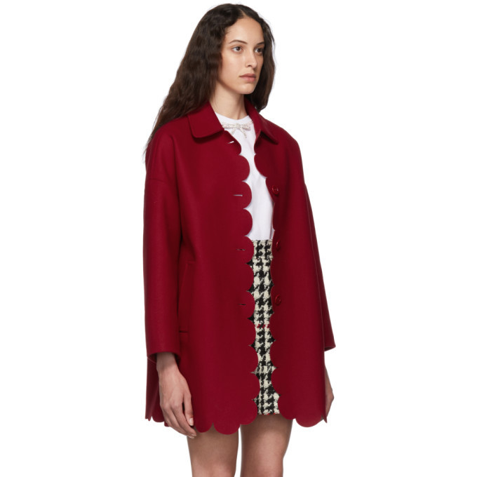 RED Valentino Red Wool Scallop Coat RED Valentino
