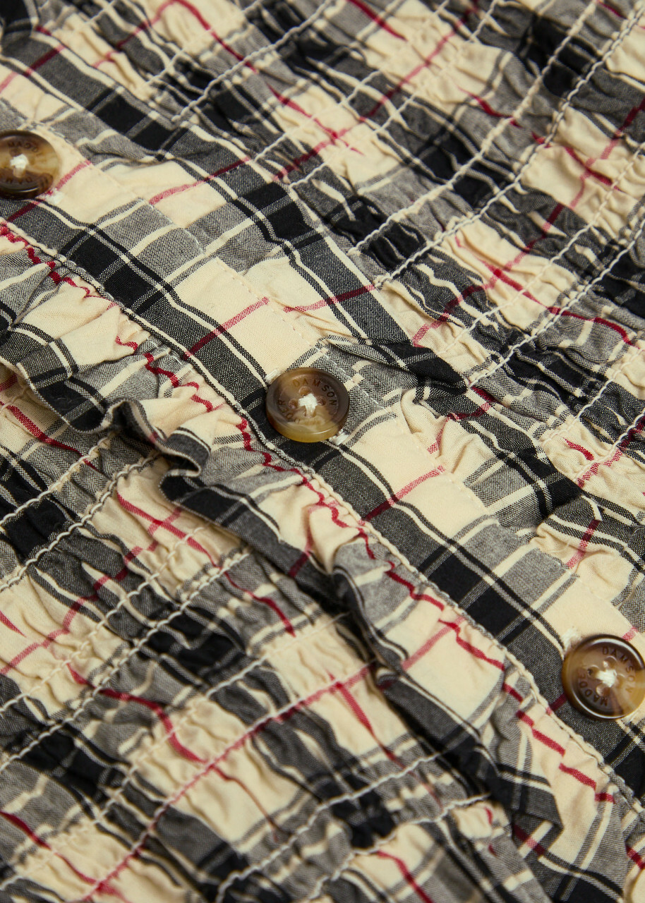 Damson Madder Mansi Plaid Cotton Mini Dress Yellow