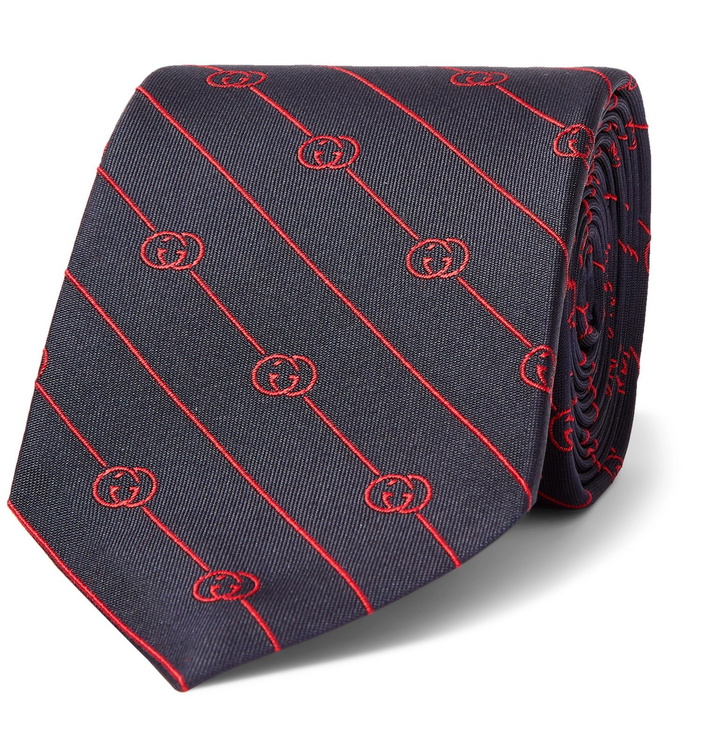 Photo: Gucci - 7.5cm Logo-Jacquard Silk-Twill Tie - Blue