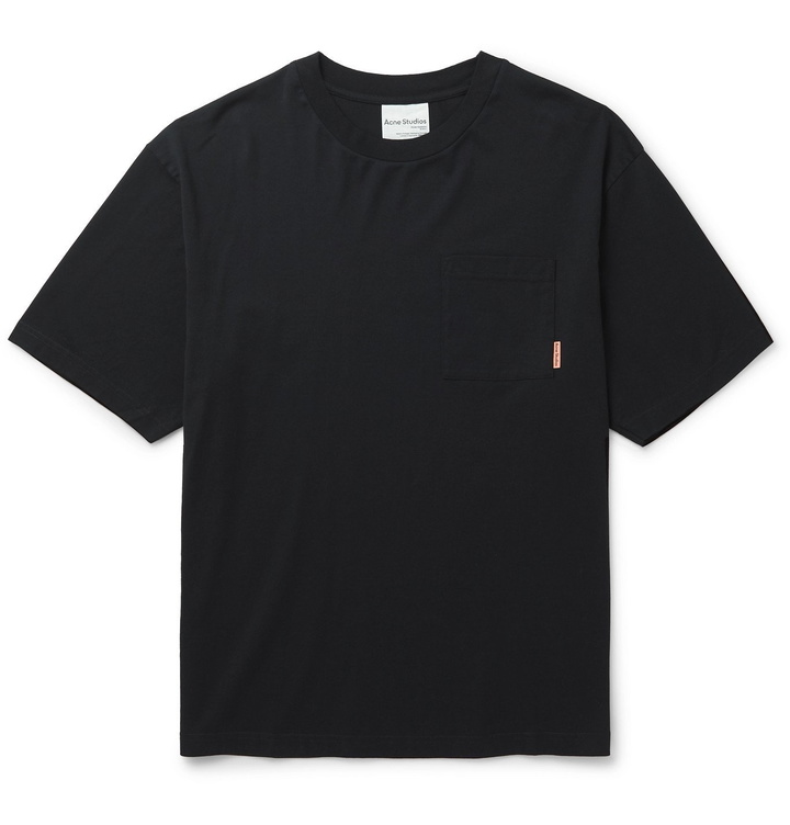 Photo: Acne Studios - Oversized Mélange Cotton-Jersey T-Shirt - Black