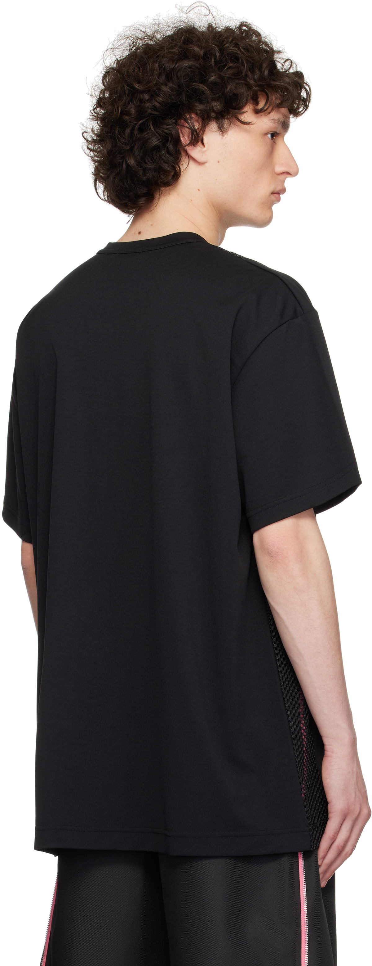Comme des Garçons Homme Plus Black Polyester Piqué x Mesh T-shirt