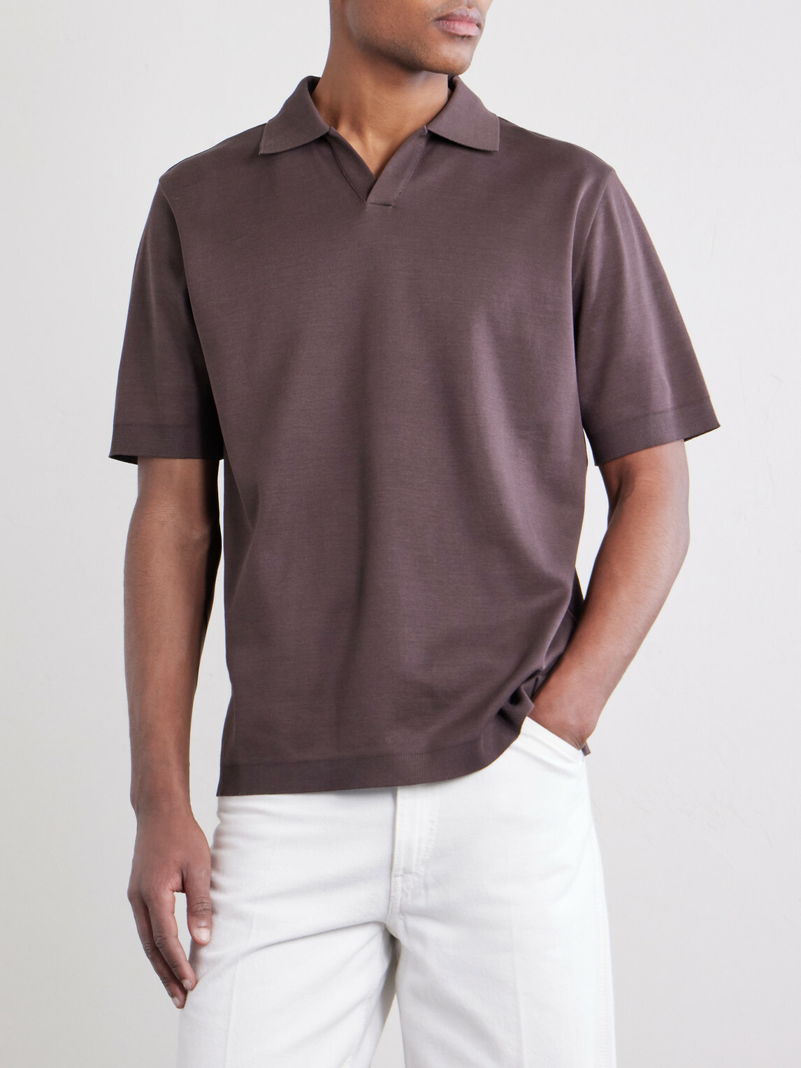 Herno - Cotton Knitted Polo Shirt - Brown