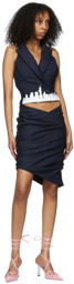 Lourdes Navy Virgin Wool Miniskirt