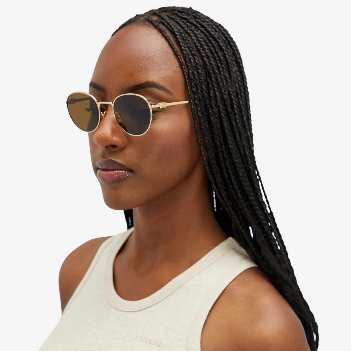 ✨希少美品✨ miumiu gold sunglasses y2k bronze Miu Miu MU 52YS Sunglasses 7OE01T Gold - eye-oo.com