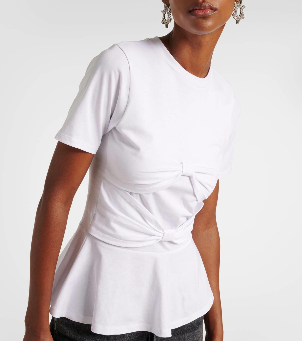 Nina Ricci>>ドレープ Tシャツ Nina Ricci Bow-detail jersey T-shirt Nina Ricci