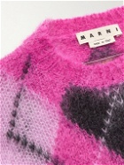 Marni - Argyle Mohair-Blend Sweater - Pink