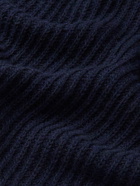 Giorgio Armani - Two-Tone Ribbed Cashmere and Cotton-Blend Sweater - Blue