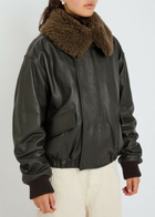 Lemaire Quilted Leather Jacket Dark Brown