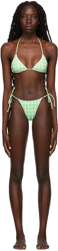 Photo: Fruity Booty SSENSE Exclusive Green Check Print Bikini Set