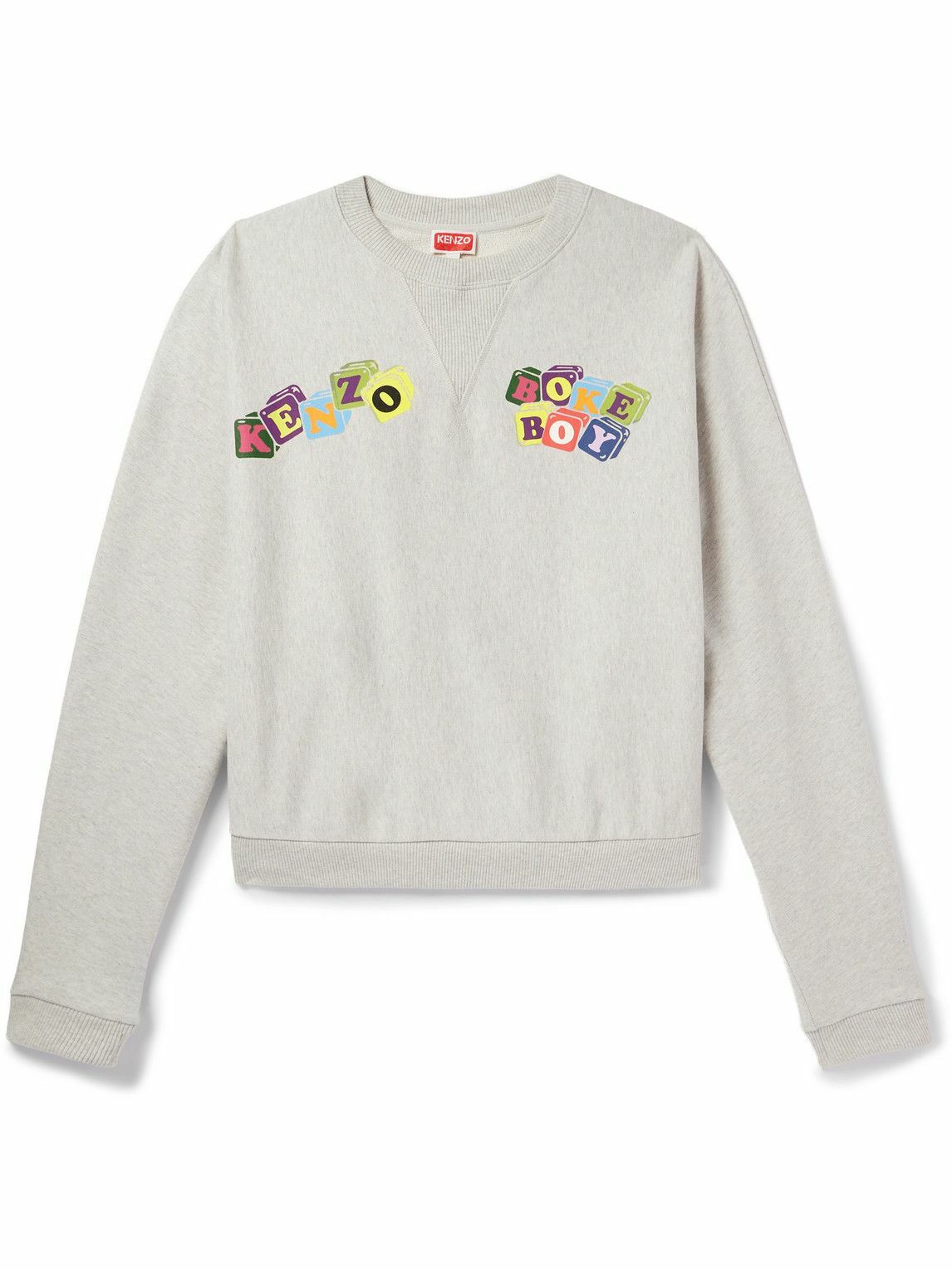 KENZO - Boke Boy Logo-Print Cotton-Jersey Sweatshirt - Gray KENZO - Boke Boy Logo-Print Cotton-Jersey Sweatshirt - Gray