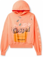 RRR123 - Gospel Logo-Print Sparkle-Embellished Cotton-Jersey Hoodie - Orange
