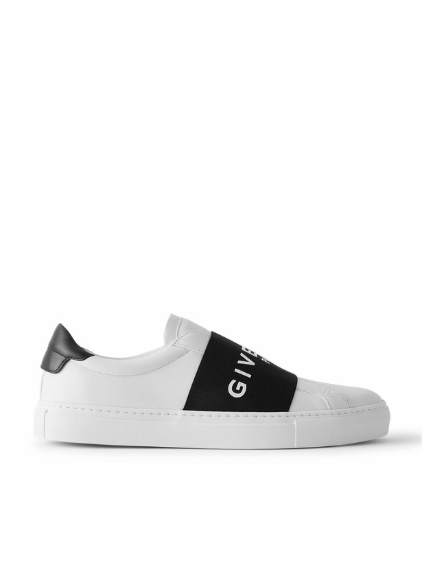 Photo: Givenchy - Urban Street Logo-Appliquéd Webbing-Trimmed Leather Slip-On Sneakers - White