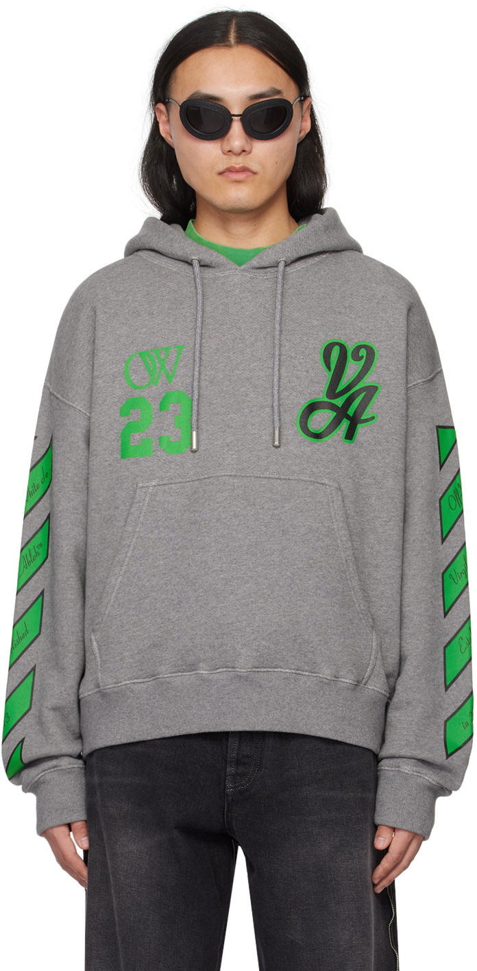 OffWhite Gray Varsity Hoodie OffWhite