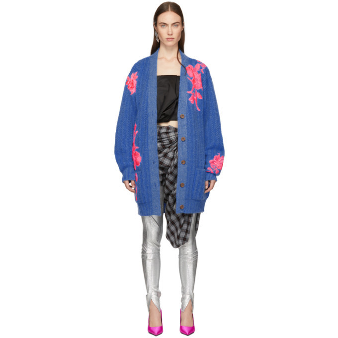 Christopher Kane Blue Flower Embroidery Cardigan Christopher Kane