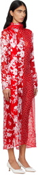 Marine Serre Red Regenerated Raso Silk Scarves Ls Maxi Dress
