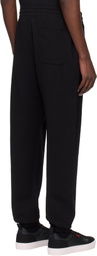Hugo Black Cotton Terry Split Logo Sweatpants