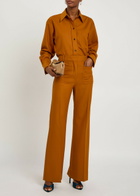 Victoria Beckham Alina Flared-leg Twill Trousers Bronze