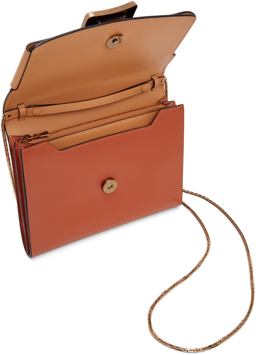 Boyy Buckle Colorblock Raffia & Leather Crossbody Phone Case In Brown