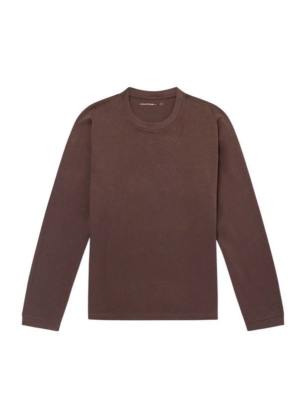 Photo: Portal - Root Organic Cotton and Hemp-Blend Jersey T-Shirt - Brown
