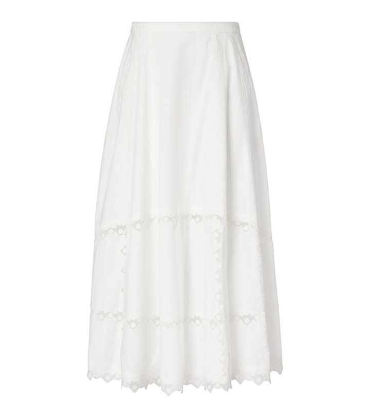 Photo: Ulla Johnson Lucia embroidered cotton midi skirt